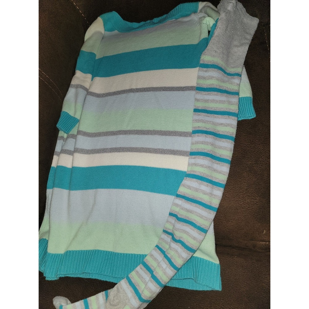 Crazy 8 the real teal striped sweater dress and tights size 10 12